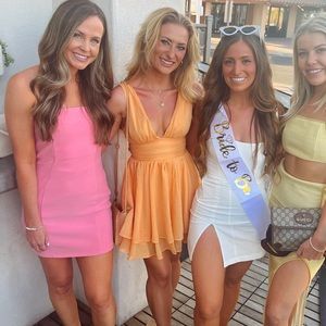 Pink strapless dress